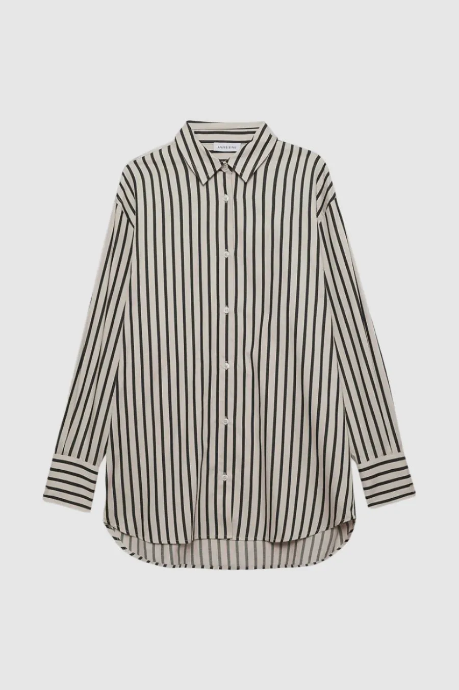 Anine Bing Plaza Shirt in Black and Tan Stripe