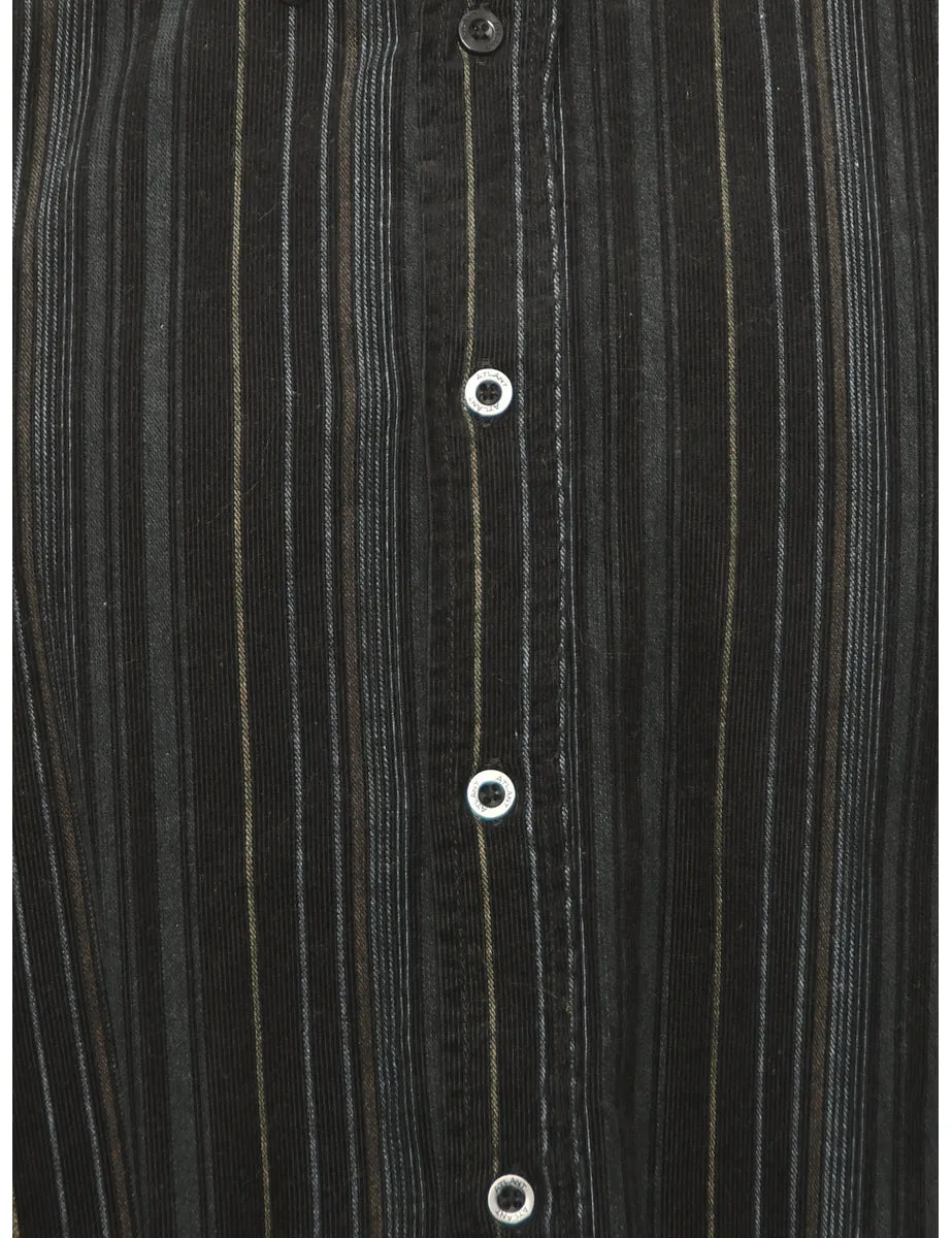 Corduroy Grey & Black Striped Shirt - XL
