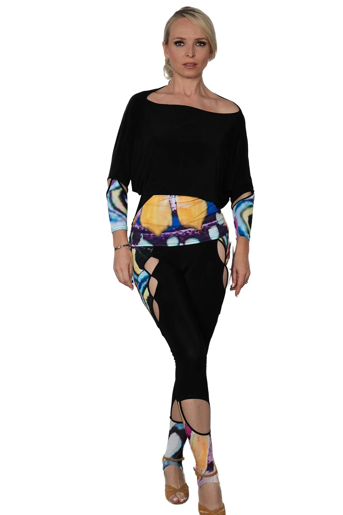 Dance America AP2401 Women's Active Dance and Yoga Cutout Stirrup Leggings in Stock