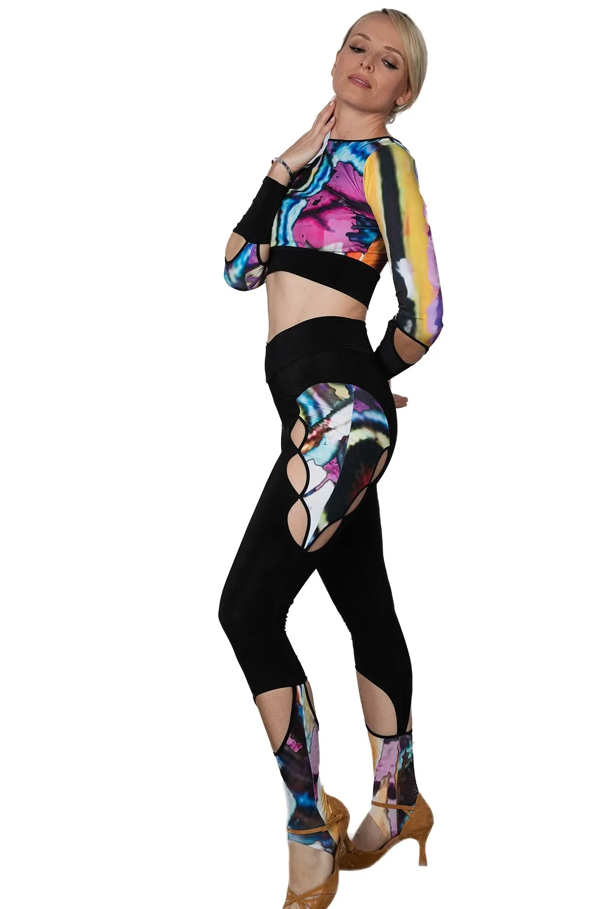 Dance America AP2401 Women's Active Dance and Yoga Cutout Stirrup Leggings in Stock
