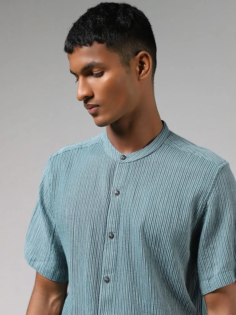 ETA Teal Striped Resort-Fit Shirt