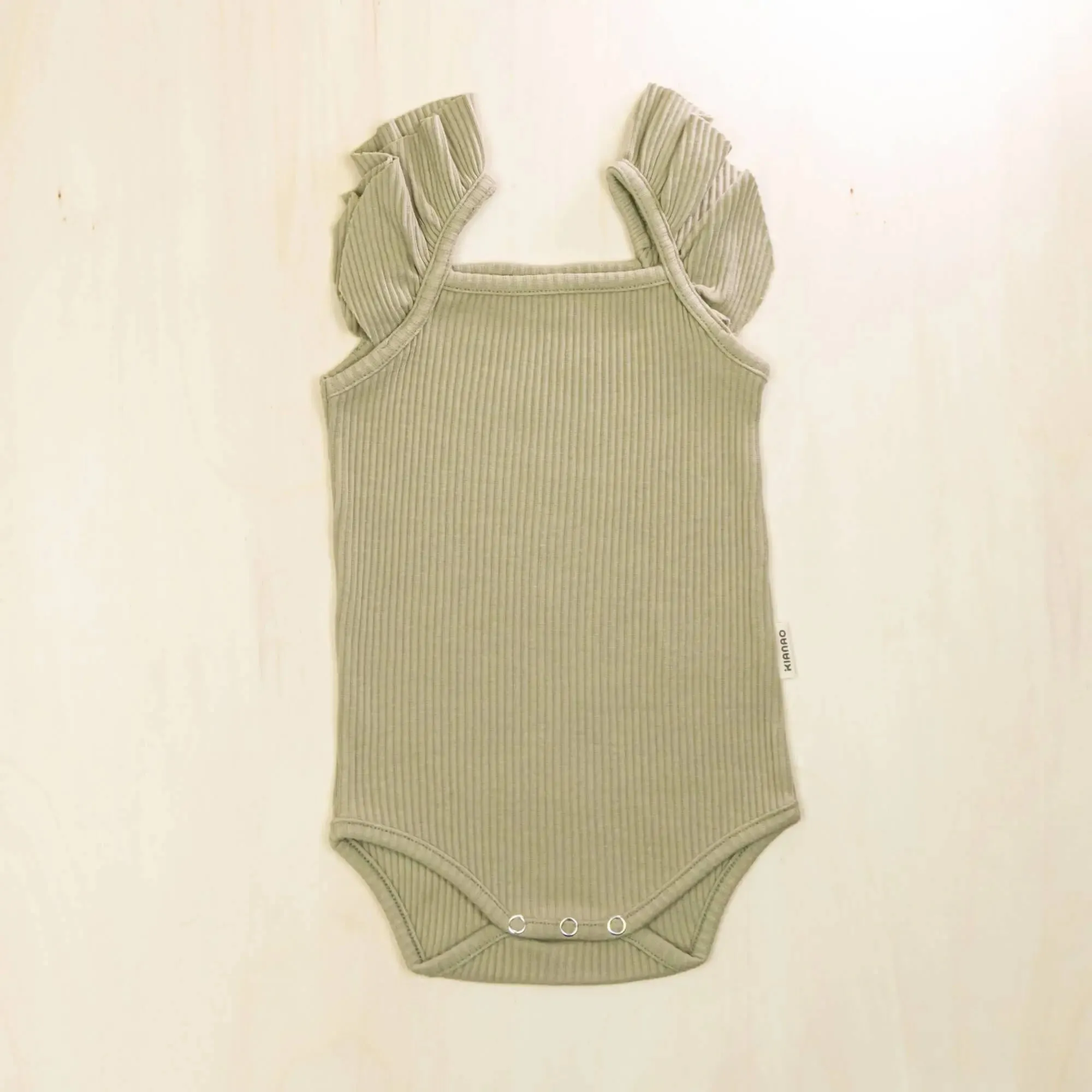 Flutter Sleeve Organic Cotton Baby Bodysuit Ruffled Infant Romper