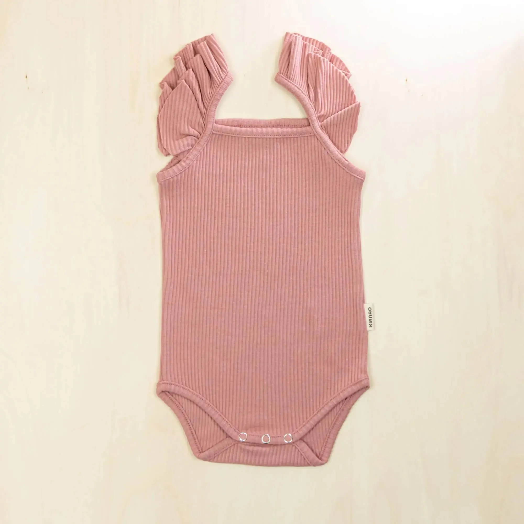 Flutter Sleeve Organic Cotton Baby Bodysuit Ruffled Infant Romper