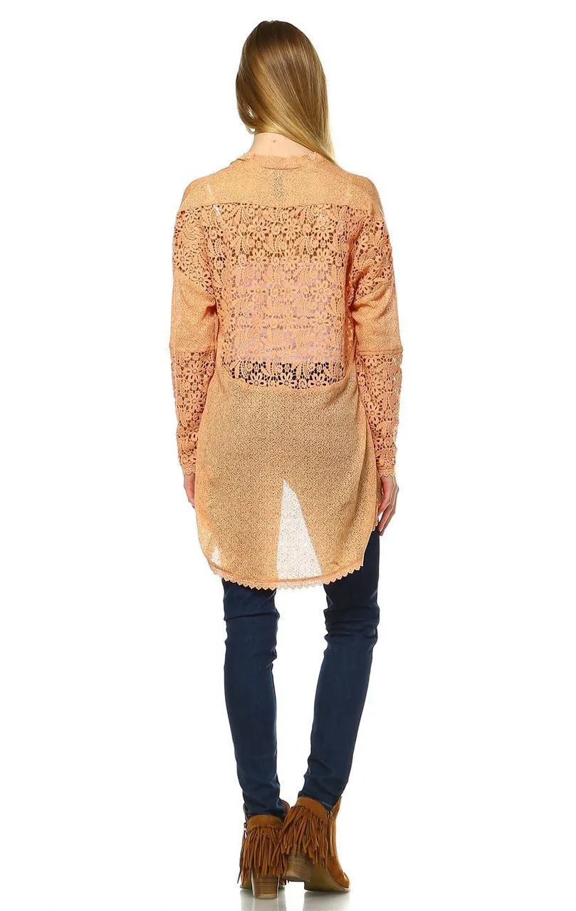 Lace Cardigans Crochet and Knit Apricot
