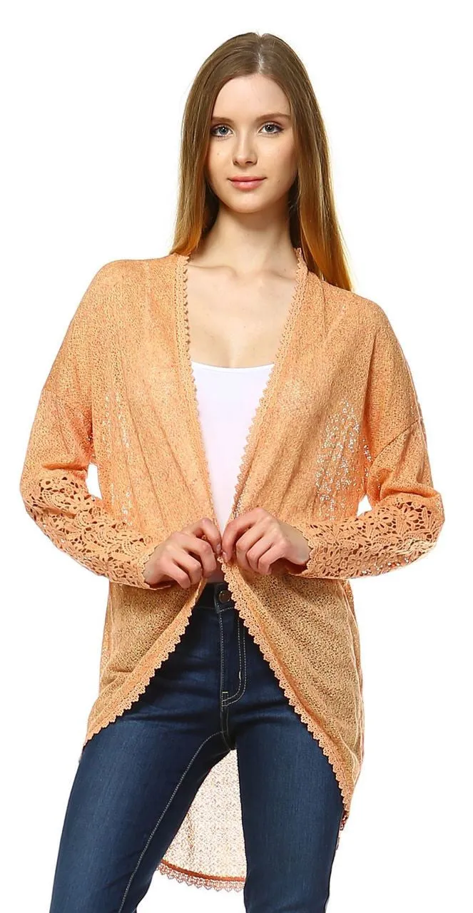 Lace Cardigans Crochet and Knit Apricot