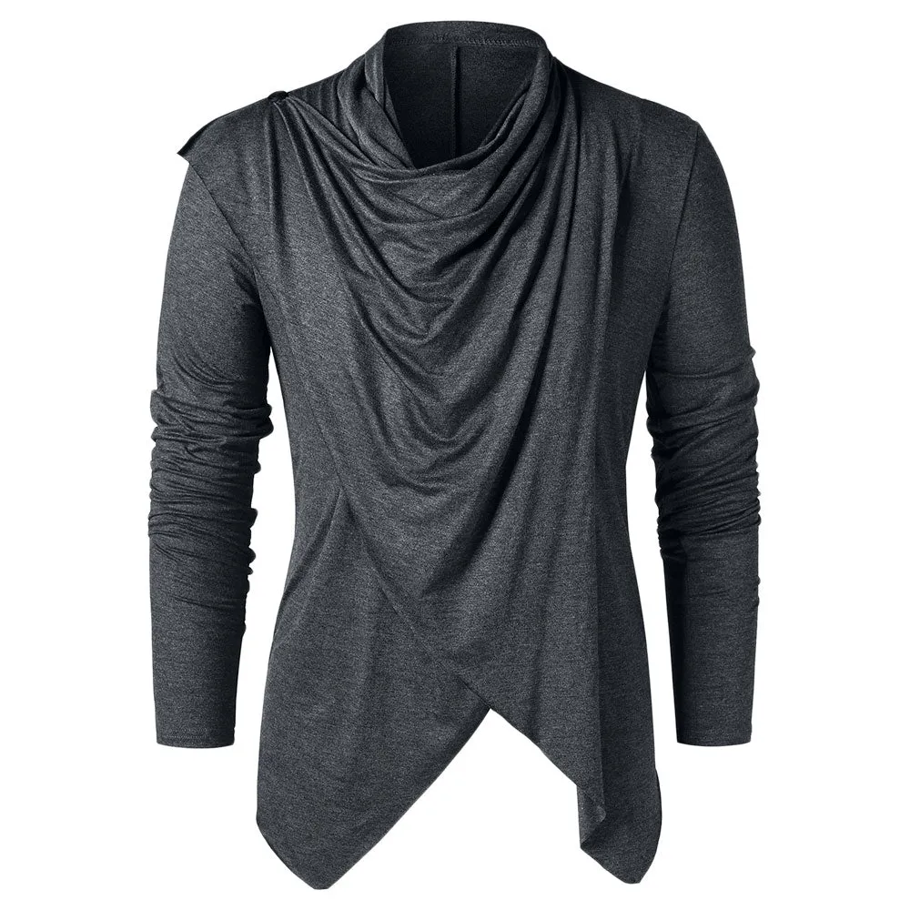 Men's Solid Color Fashion Asymmetrical Overlap Asymmetrical Cardigan