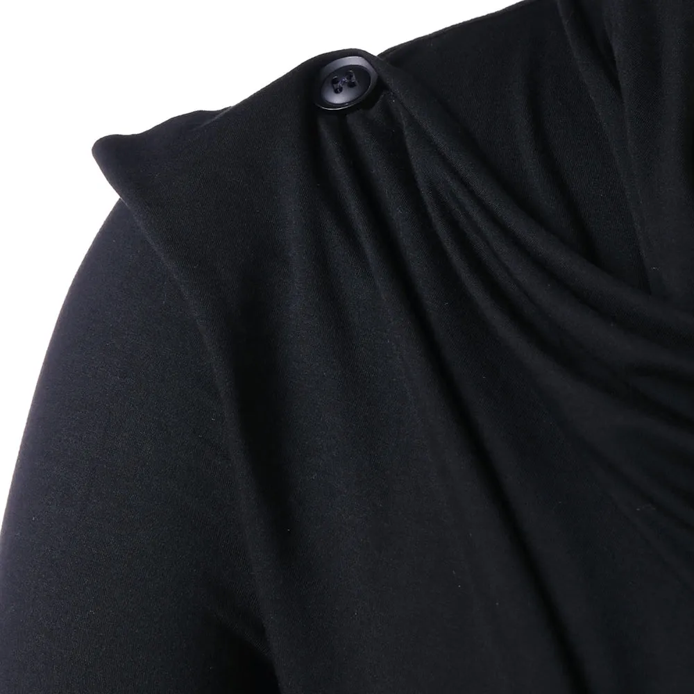 Men's Solid Color Fashion Asymmetrical Overlap Asymmetrical Cardigan