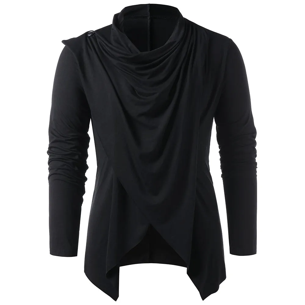 Men's Solid Color Fashion Asymmetrical Overlap Asymmetrical Cardigan