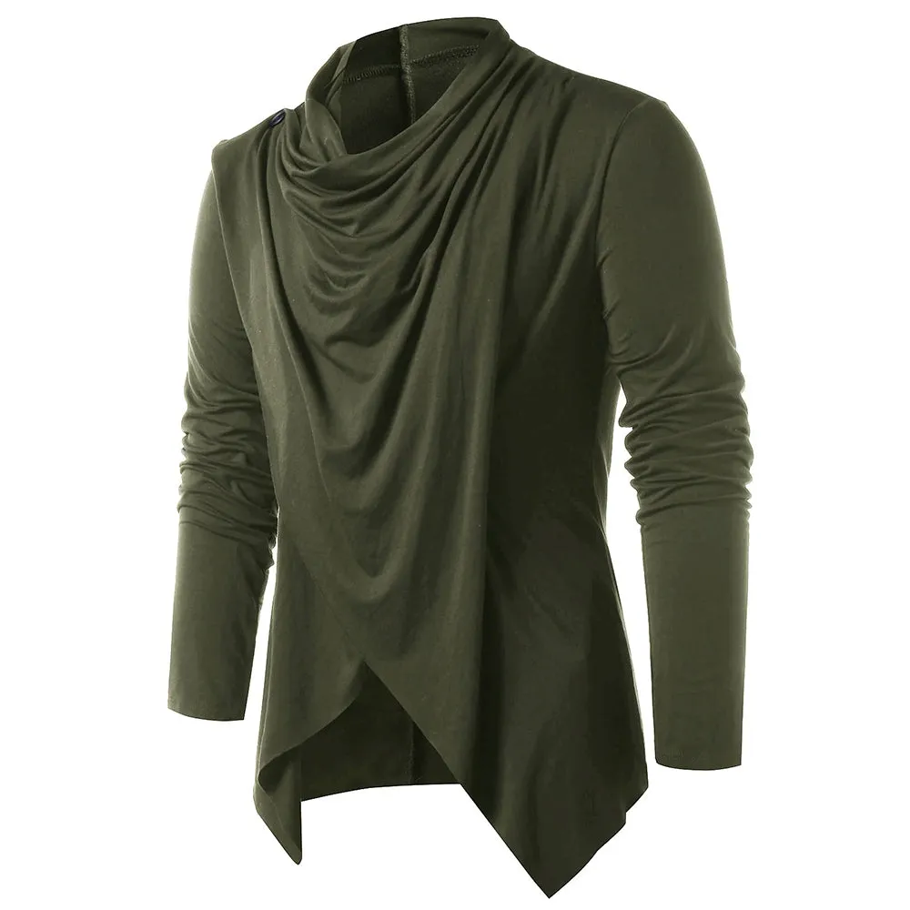 Men's Solid Color Fashion Asymmetrical Overlap Asymmetrical Cardigan