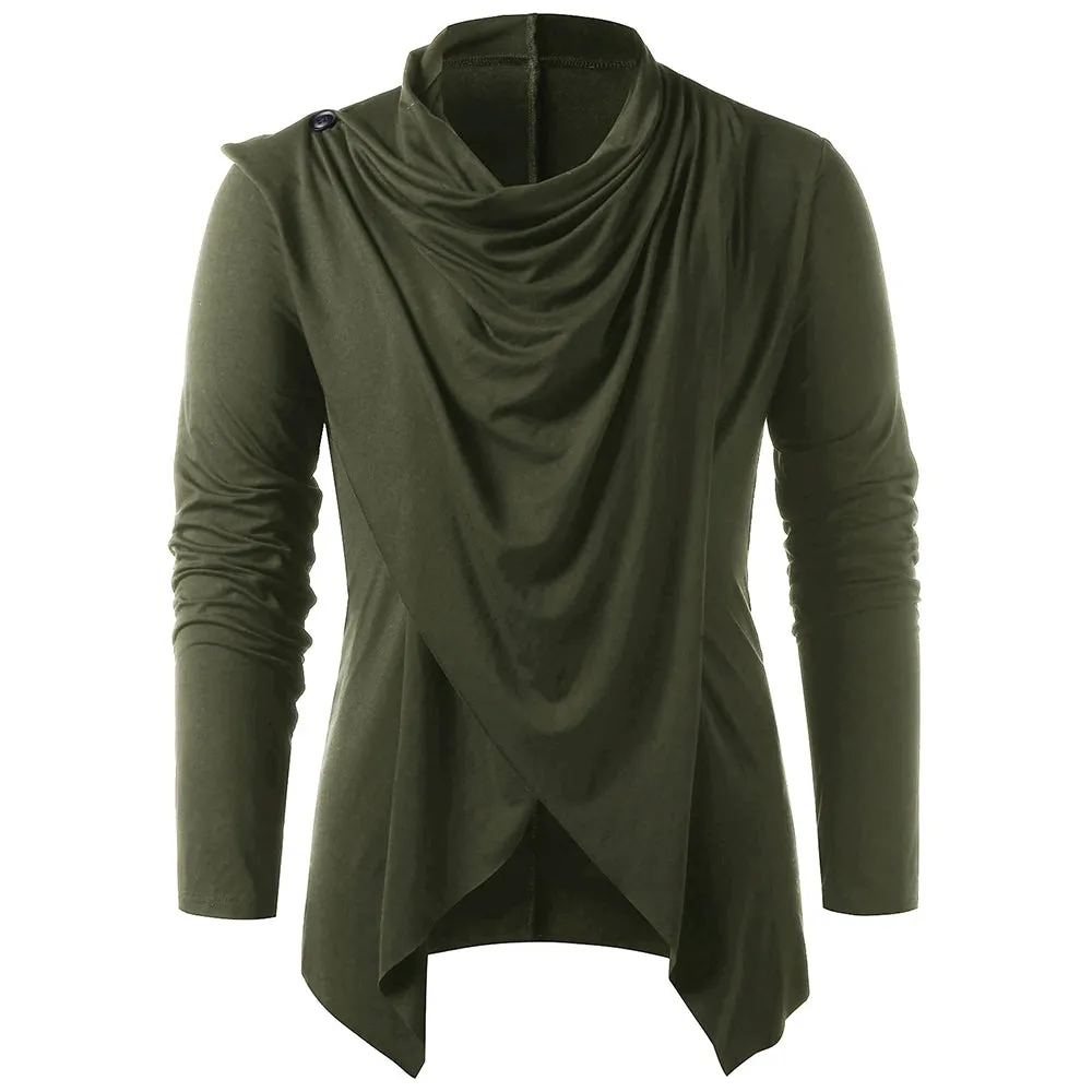 Men's Solid Color Fashion Asymmetrical Overlap Asymmetrical Cardigan