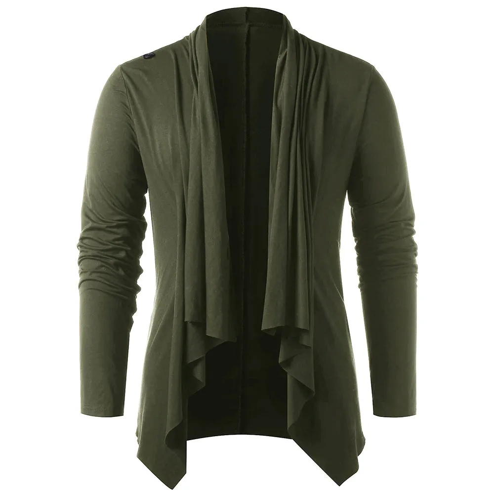 Men's Solid Color Fashion Asymmetrical Overlap Asymmetrical Cardigan