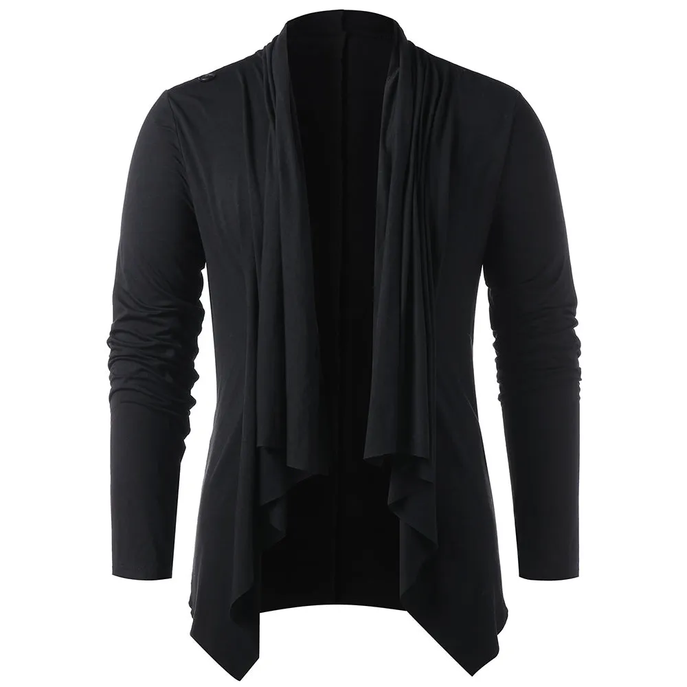 Men's Solid Color Fashion Asymmetrical Overlap Asymmetrical Cardigan