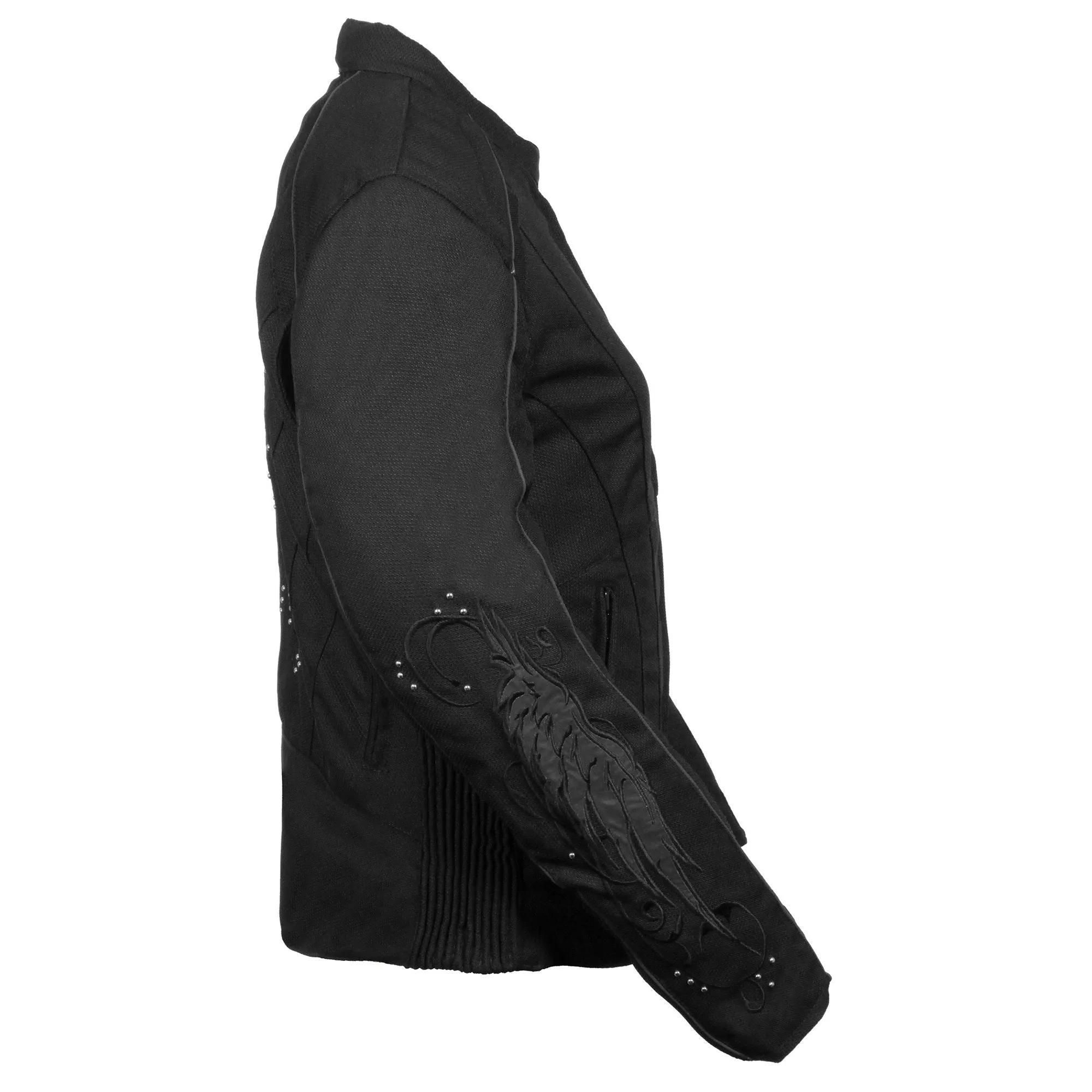 Milwaukee Performance Textile-MPL1954-Women’s Black  Textile Jacket with Stud & Wings Detailing