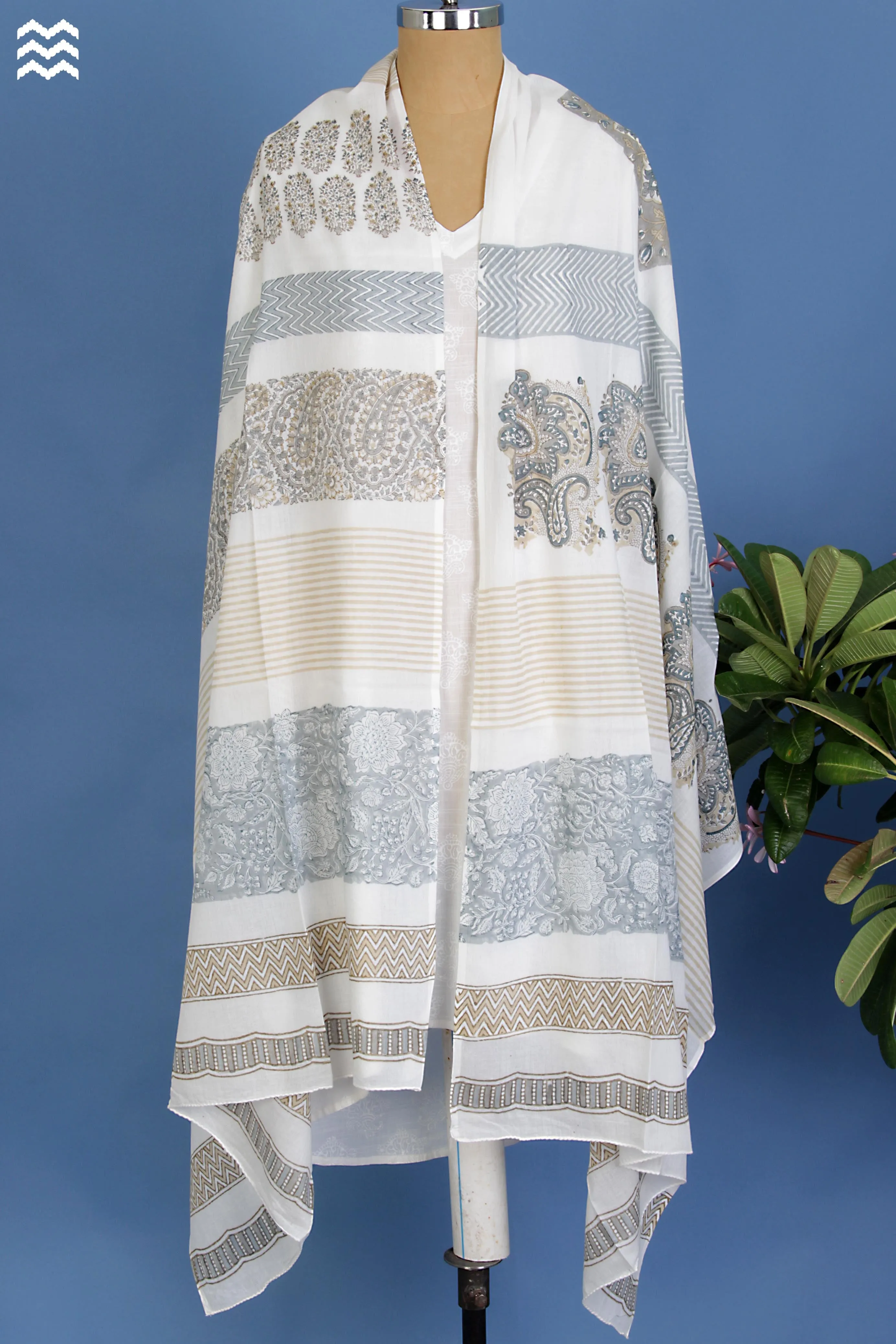 Mul Mul Cotton Dupatta in Assorted Hand Block Prints