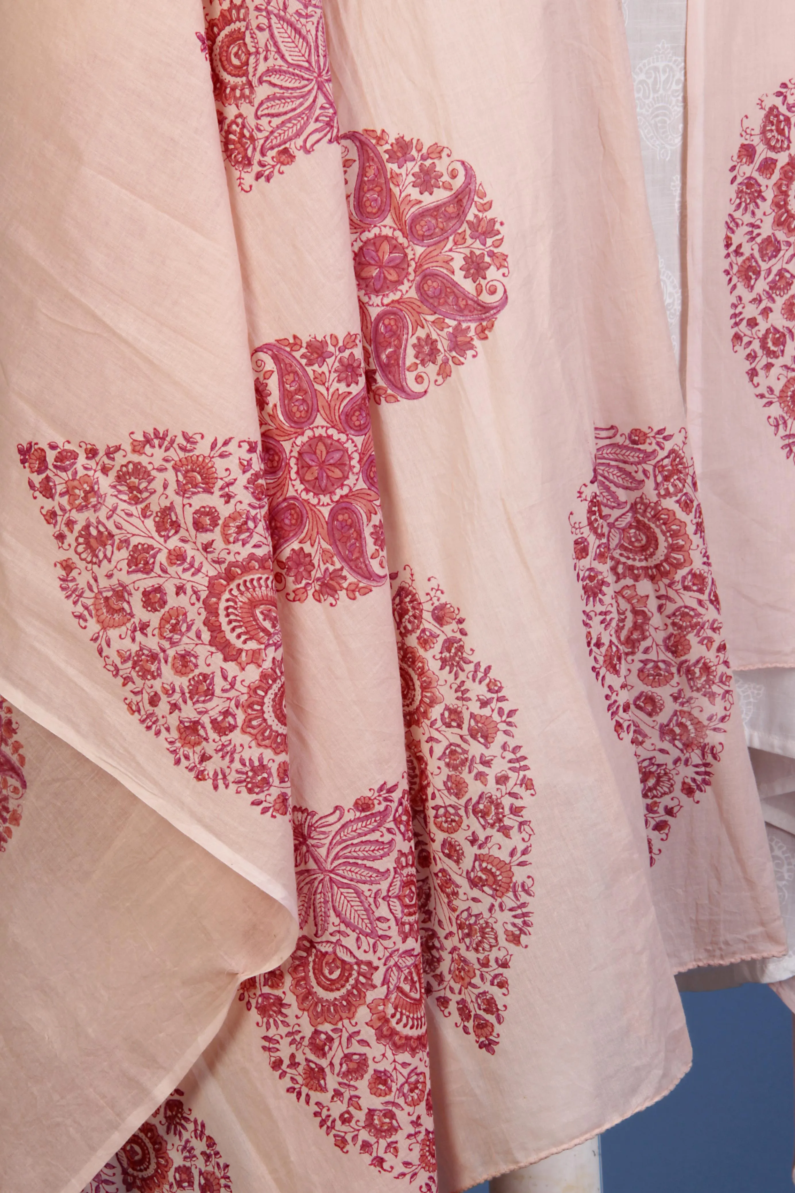 Mul Mul Cotton Wrap in Decorative Pink Block Prints