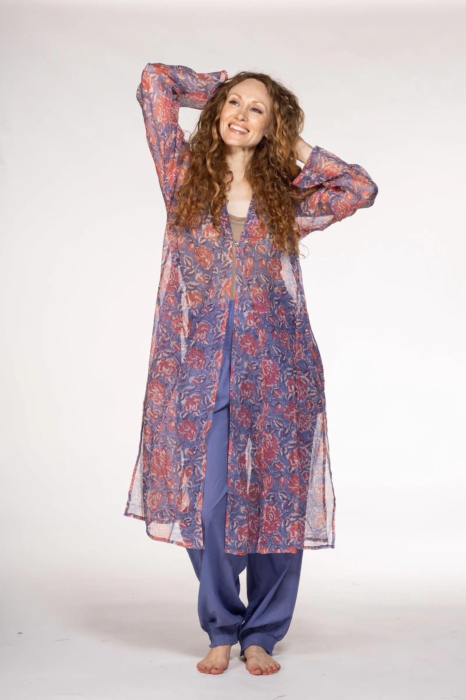 Nargis Jacket Hand Block Printed in Textured Cotton SS24