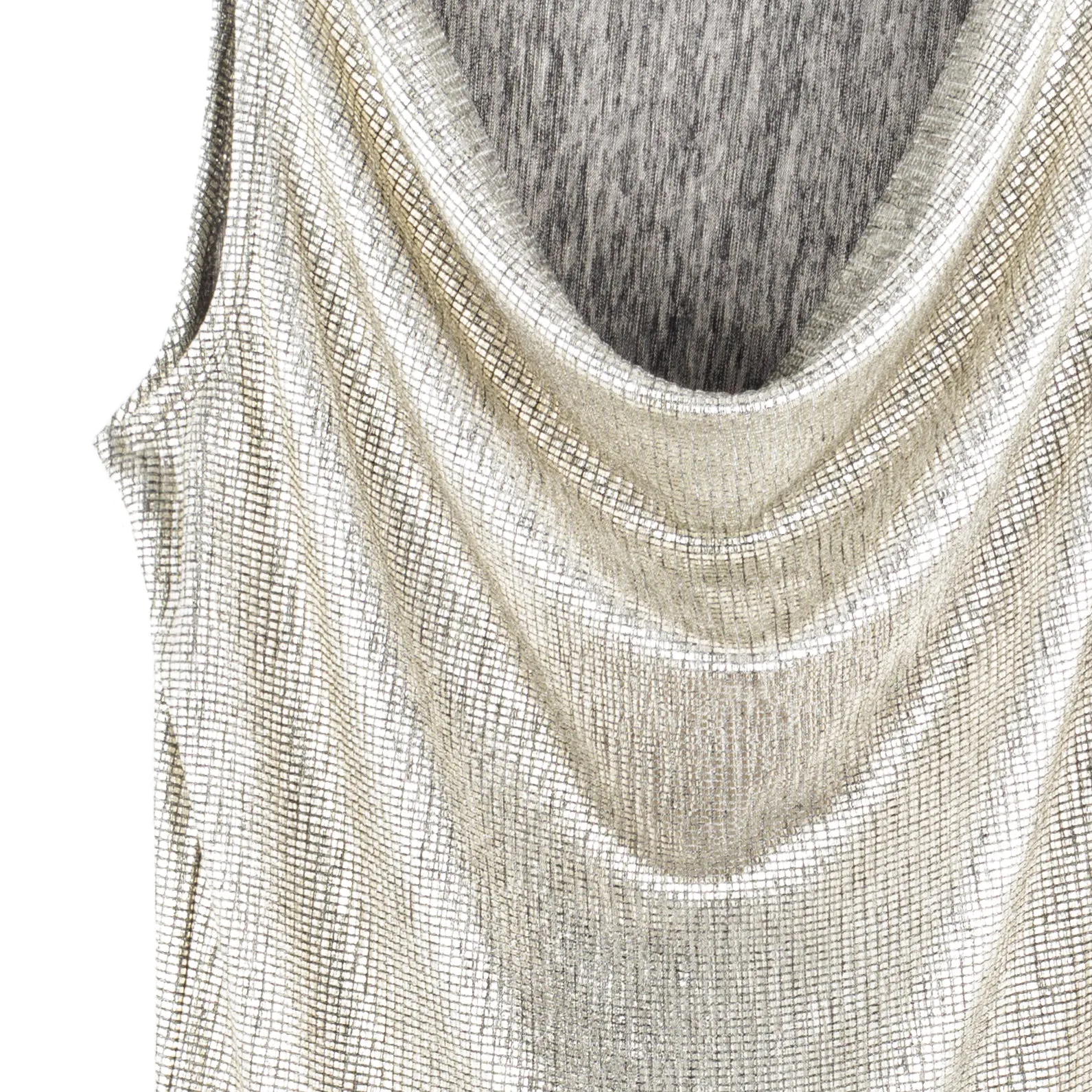 Shimmer Foil Lamé - Cowl Neck Draped Tank - Champagne - Final Sale!