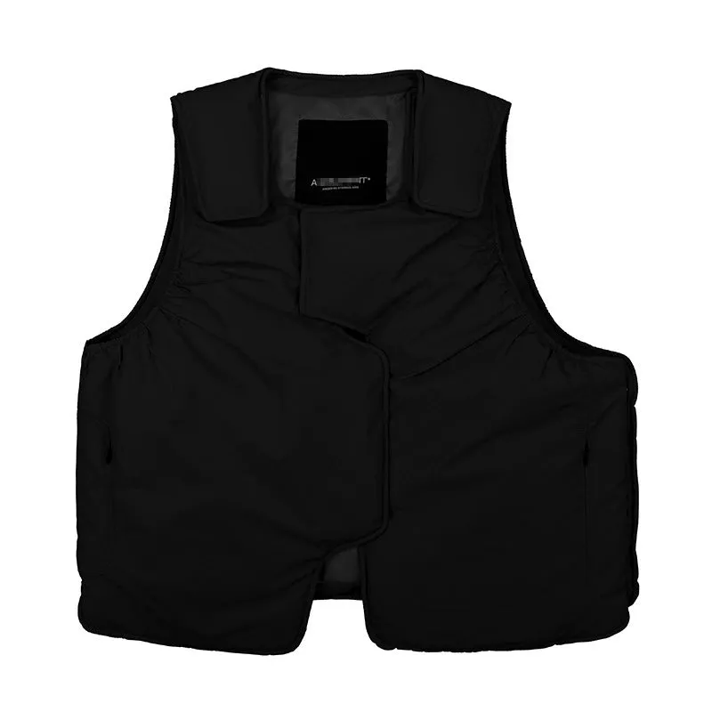 Solid Asymmetric Cotton-Padded Vest