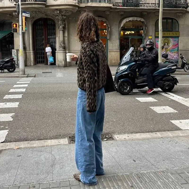 TAVIMART  -  Vintage Leopard Print Knitted Mohair Cardigans Women O Neck Single Breasted Short Sweater Autumn New Lady Casual Streetwear