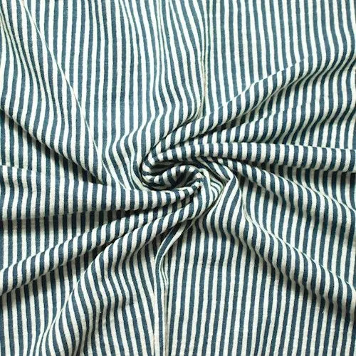 Teal Blue Striped Double Knit Fabric