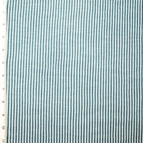 Teal Blue Striped Double Knit Fabric
